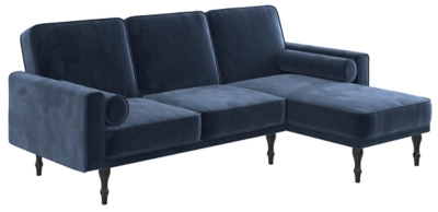 Atwater Living Edison Small Space Sectional Futon, Blue, large